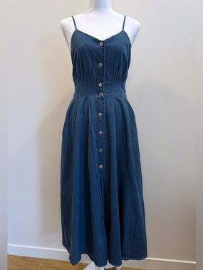 Romantic Denim Country Cowgirl Cottagecore Boho Strappy Dress size 10